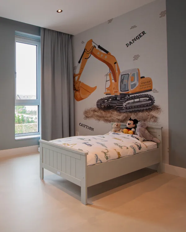 Stoere kinderkamer met gietvloer lichte kleur