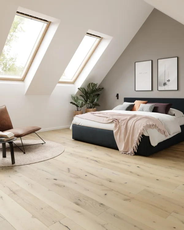 Lamett parket vloer in de slaapkamer